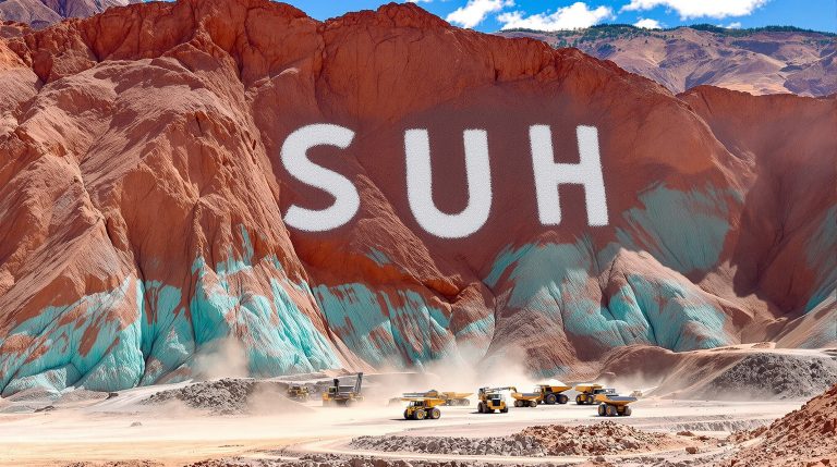 Southern Hemisphere Mining Ltd-SUH-SUH letters carved into colorful cliffs.