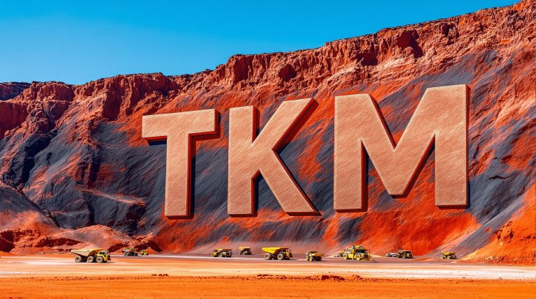 Trek Metals Ltd Chess Depositary Interests 1:1-TKM-TKM logo on vibrant desert landscape.