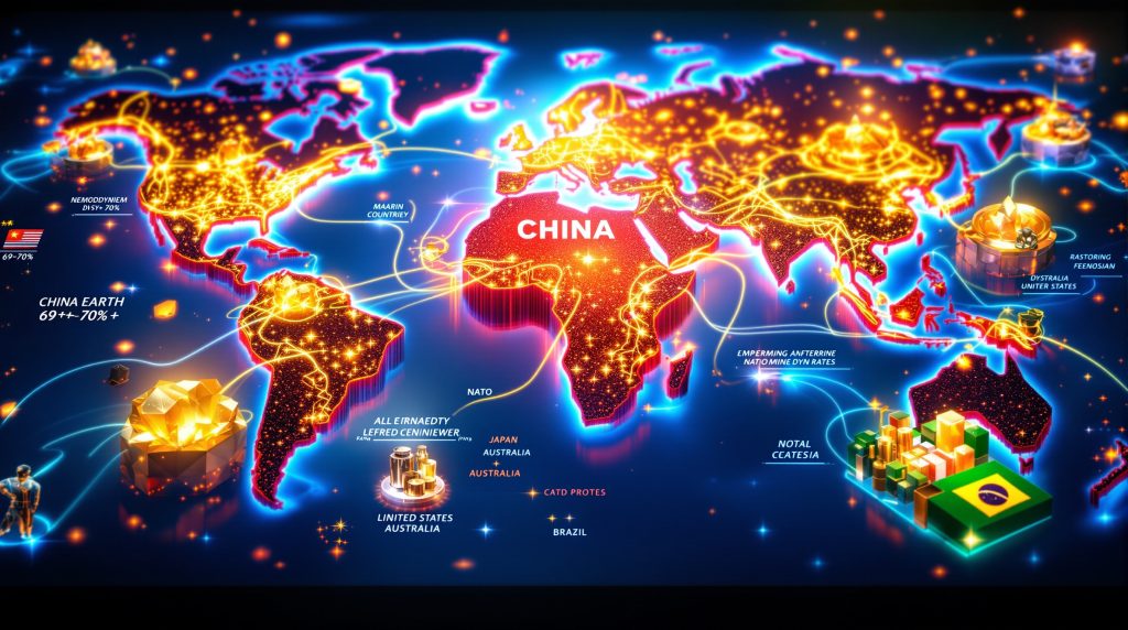 Global map illustrating China's rare earth supply chain.