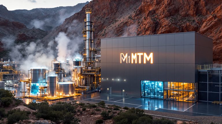 Metallium Ltd-MTM-MTM facility with industrial structures and mountains.