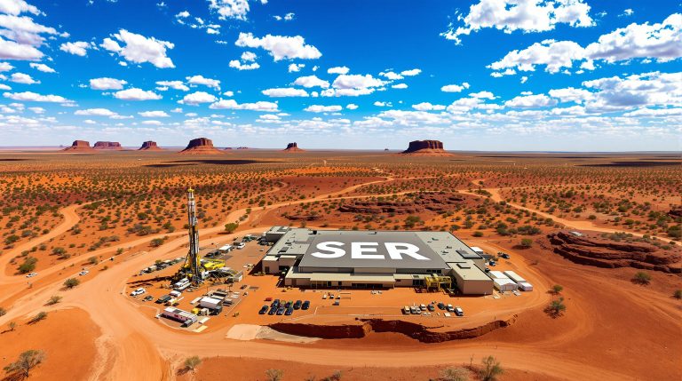 Strategic Energy Resources Ltd-SER-Desert facility with "SER" on roof.