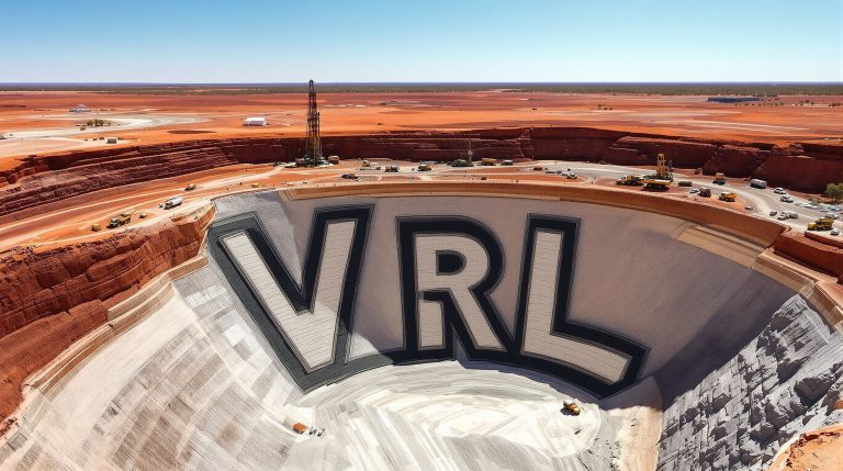 Verity Resources Ltd-VRL-Mining operation with "VRL" in pit.