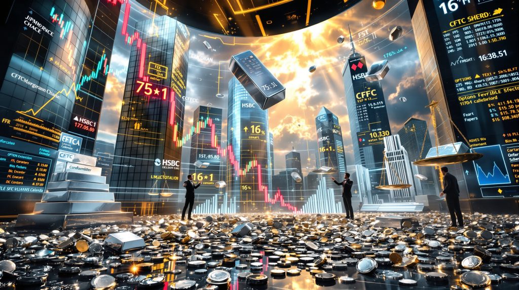 Futuristic depiction of bullion banks influencing markets.