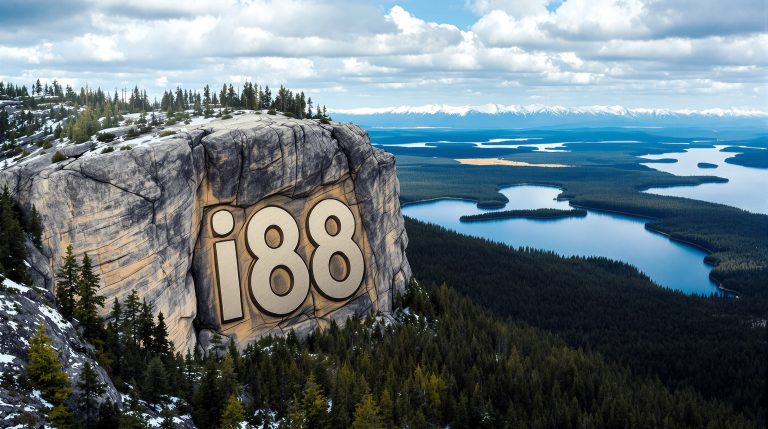Infini Resources Ltd-I88-Mountain cliff with "i88" carved sign.