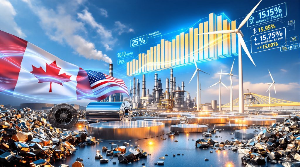 North America NdFeB magnets market illustration.