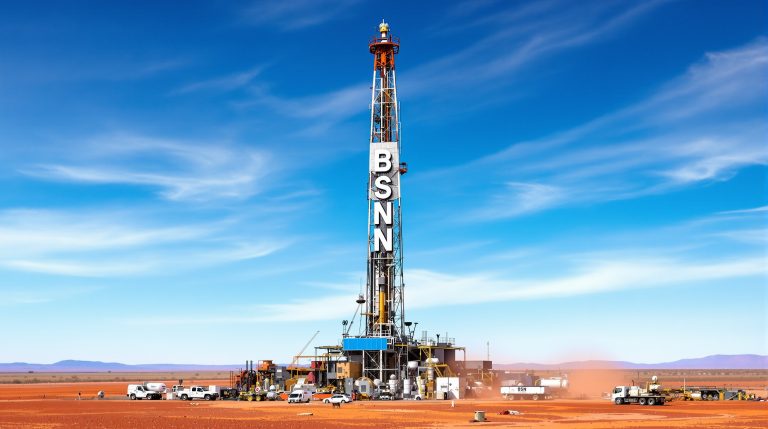 Basin Energy Ltd-BSN-BSNN oil rig in desert landscape.