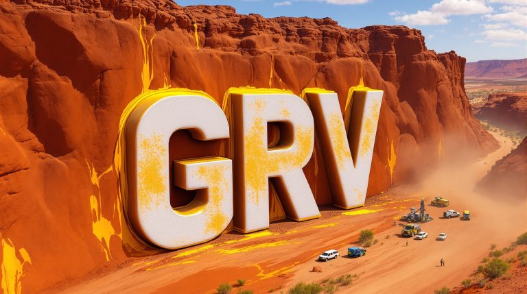 Greenvale Energy Ltd-GRV-Desert landscape featuring bold GRV letters.