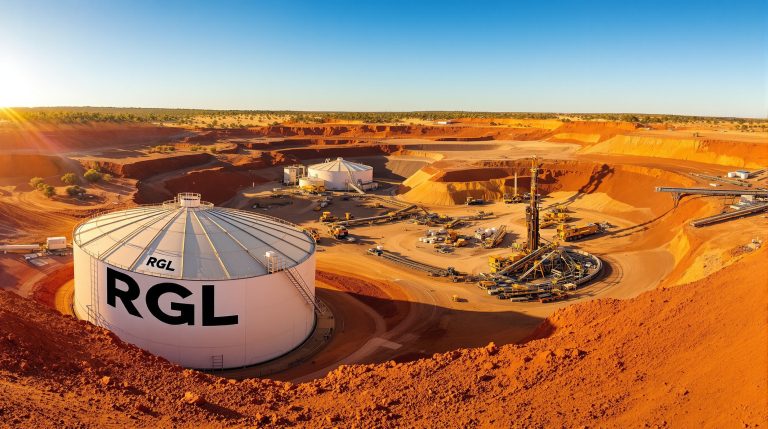 Riversgold Ltd-RGL-RGL mining operation in desert landscape.