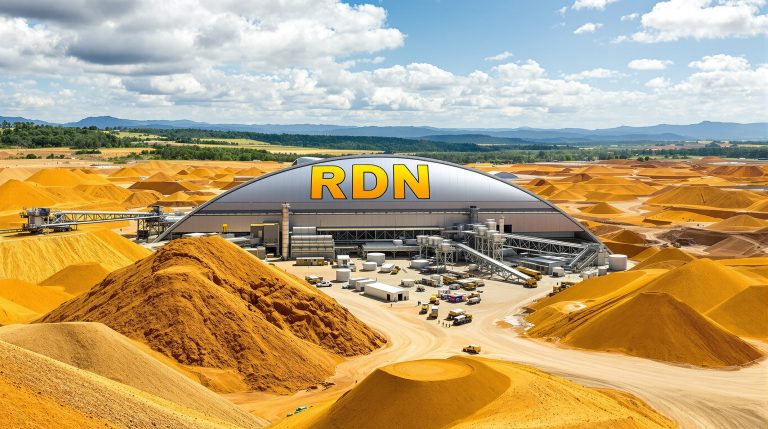 Raiden Resources Ltd-RDN-RDN industrial facility amid sand piles.