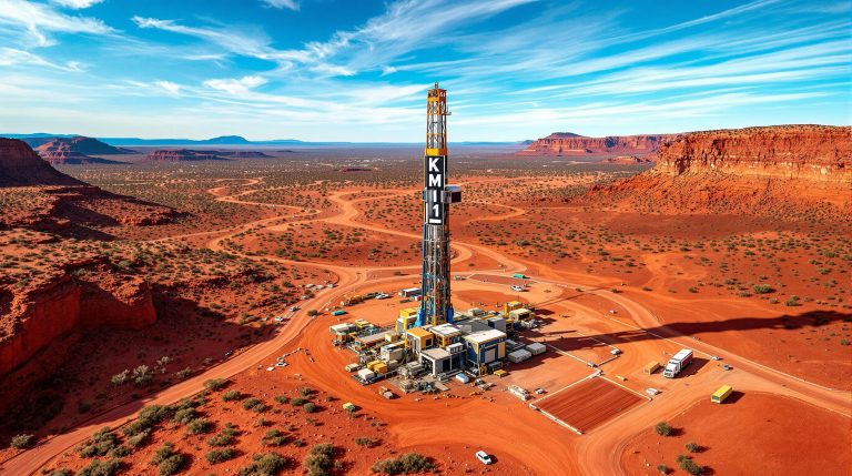 Kali Metals Ltd-KM1-KM1 oil rig in desert landscape.