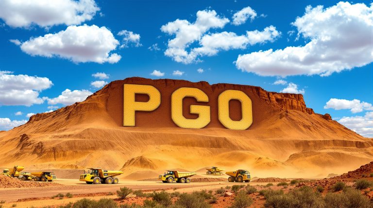 Pacgold Ltd-PGO-PGO letters on desert cliff landscape.