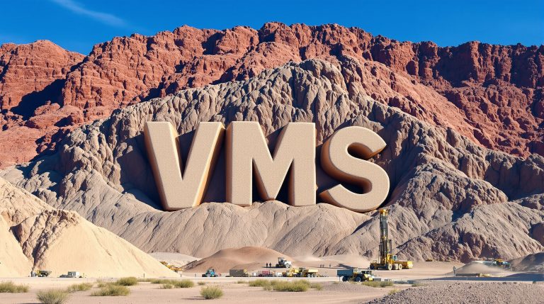 Venari Minerals NL-VMS-VMS letters set against rocky desert.