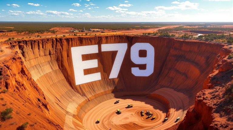 E79 Gold Mines Ltd-E79-E79 mining site with heavy machinery.