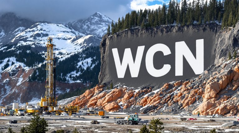 White Cliff Minerals Ltd-WCN-WCN logo on rocky mountain landscape.