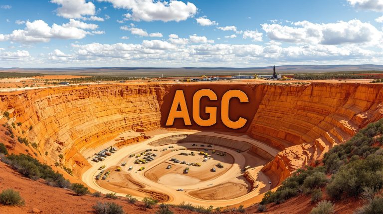 Australian Gold and Copper Ltd-AGC-AGC logo above a large quarry.