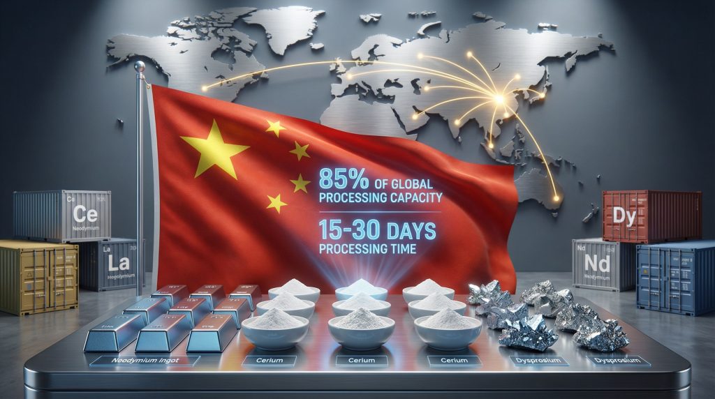 China's dominance in rare earth exports.