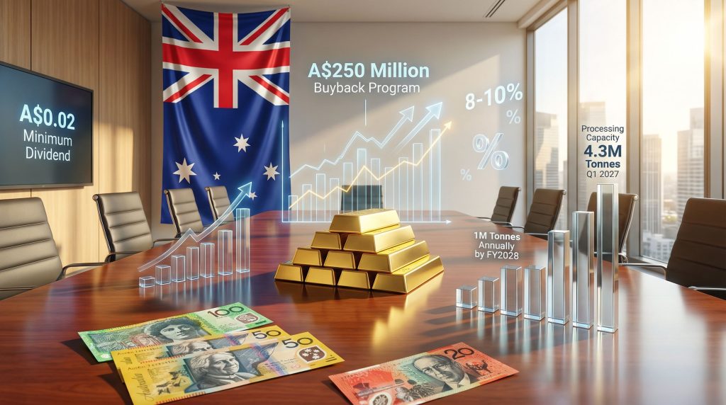 Ramelius A$250m share buyback announcement visuals.