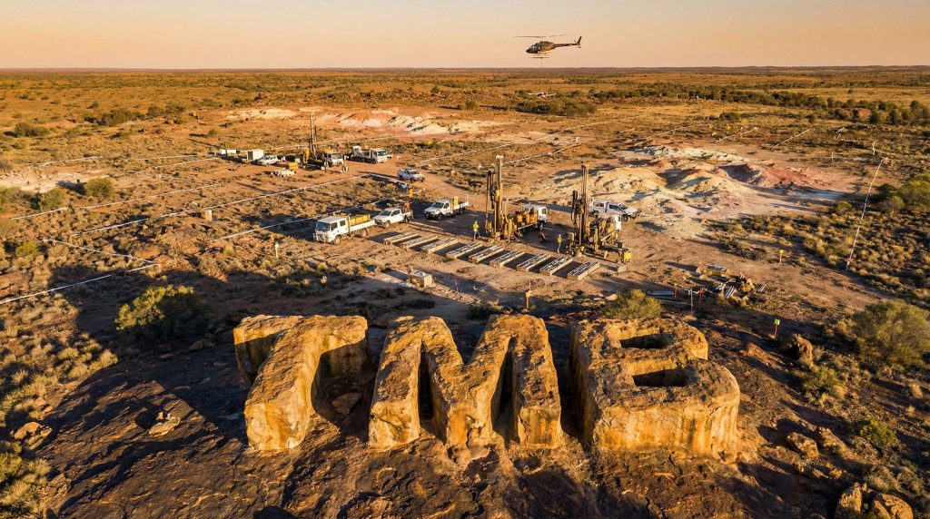 Tambourah Metals Ltd-TMB-TMB minesite with helicopter overhead.