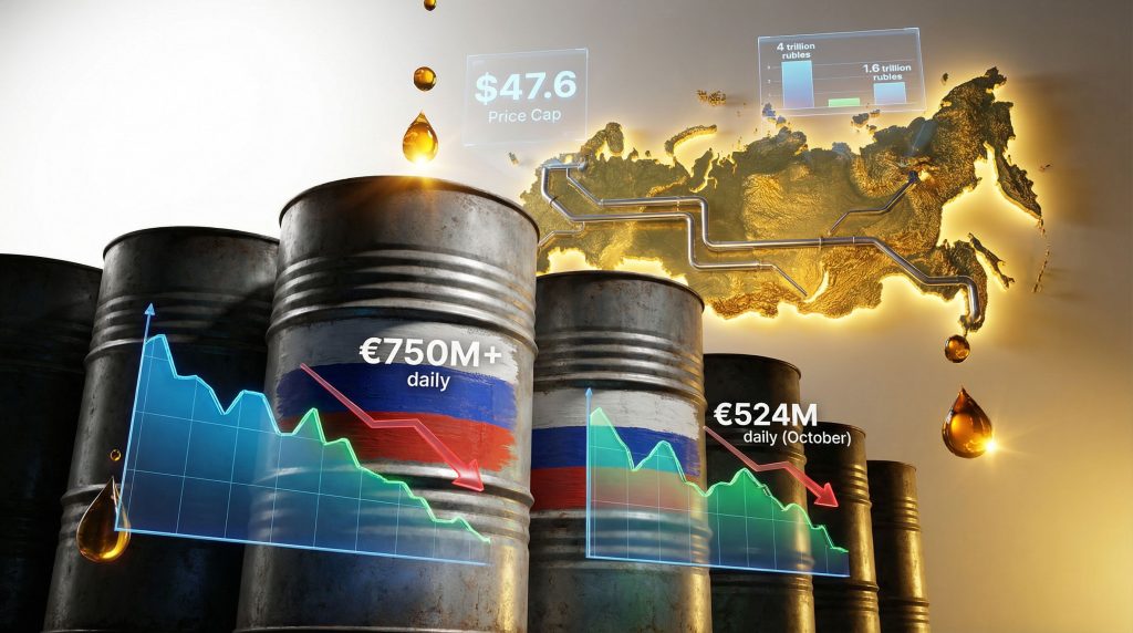 Russia Faces Sharp Drop in oil revenue visualization.