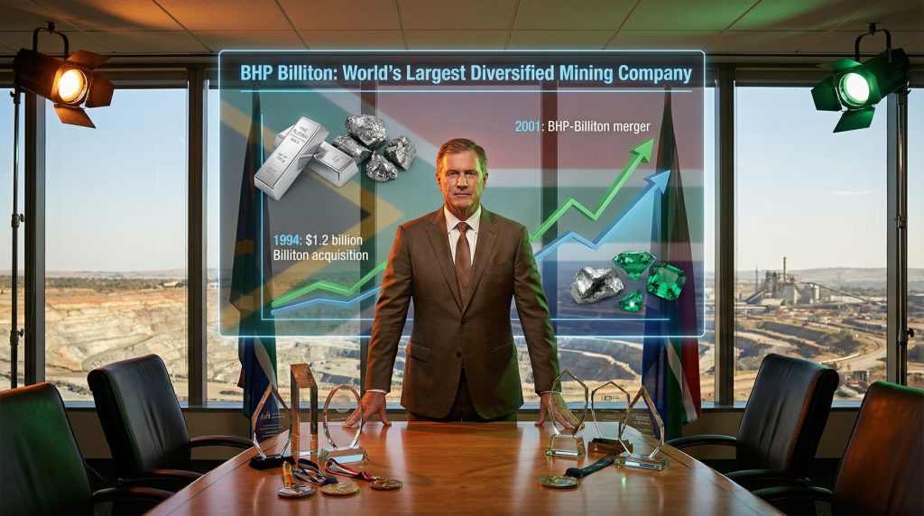 Brian Gilbertson's contribution to the mining industry: Executive showcasing BHP Billiton achievements.