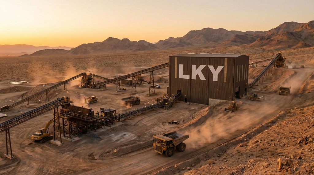 Locksley Resources Ltd-LKY-LKY mining facility in desert landscape.
