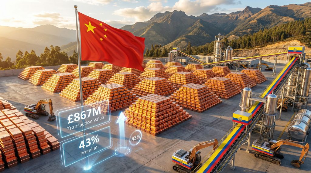 SolGold Jiangxi Copper takeover visualized with copper stacks.