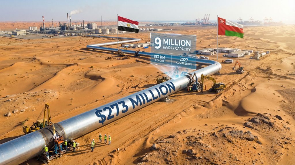 Oman gas pipeline construction landscape.