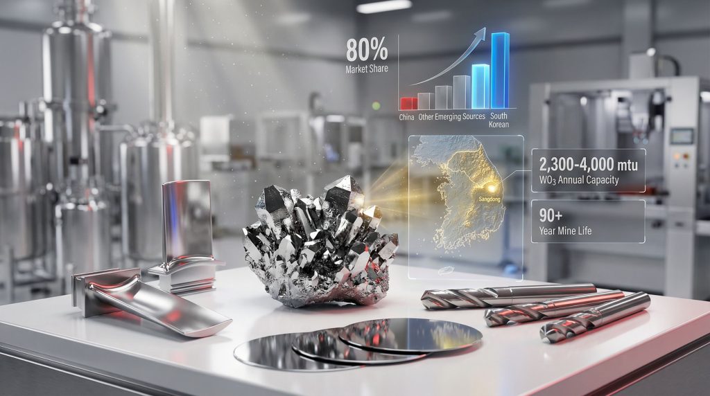 Tungsten mine data and industry visuals.