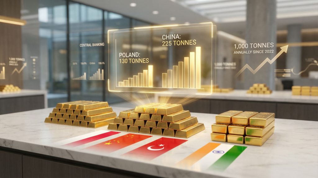 Gold buying by central banks illustrated.
