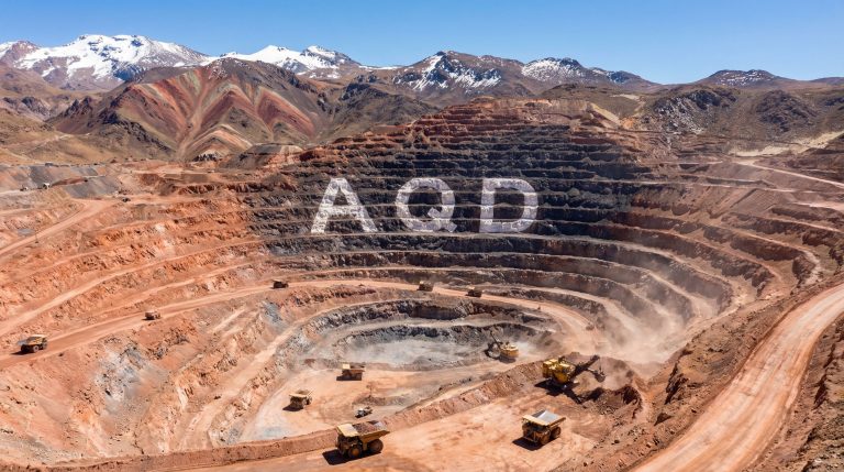 Ausquest Ltd-AQD-Large AQD mining site with mountains.