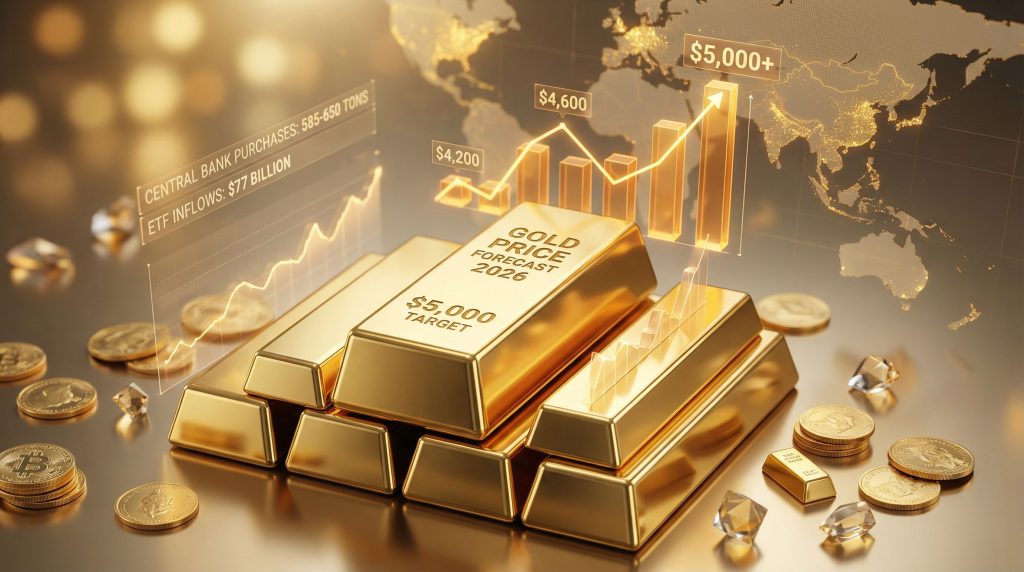 Gold price chart showing recent surge past $5,200