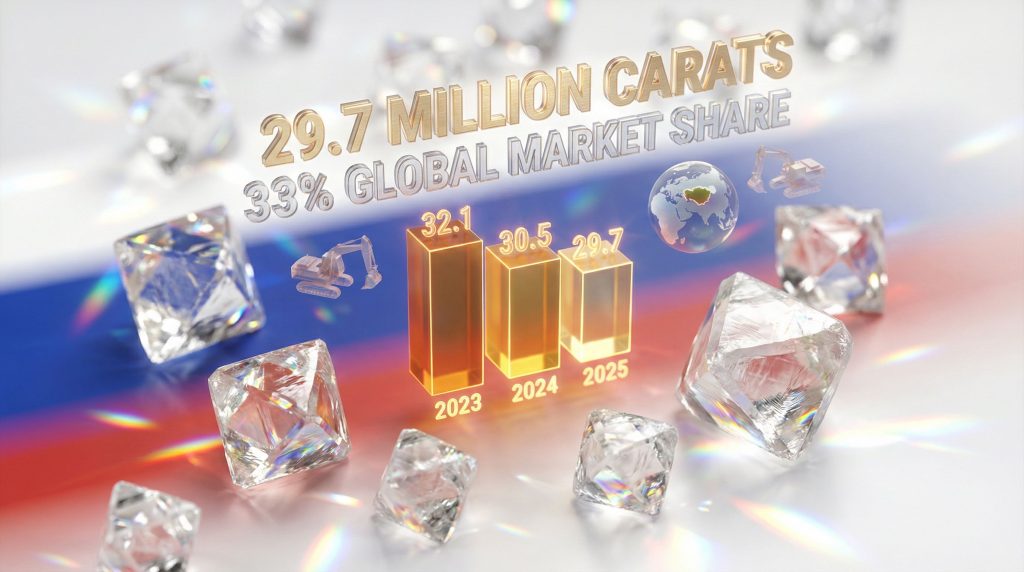 Alrosa diamond production forecast with graphs.
