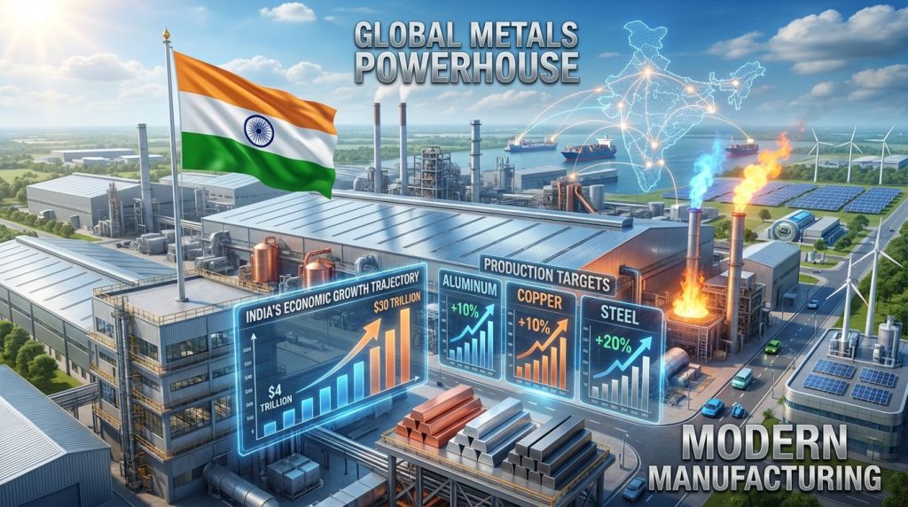 India metals market powerhouse: industrial growth illustration.