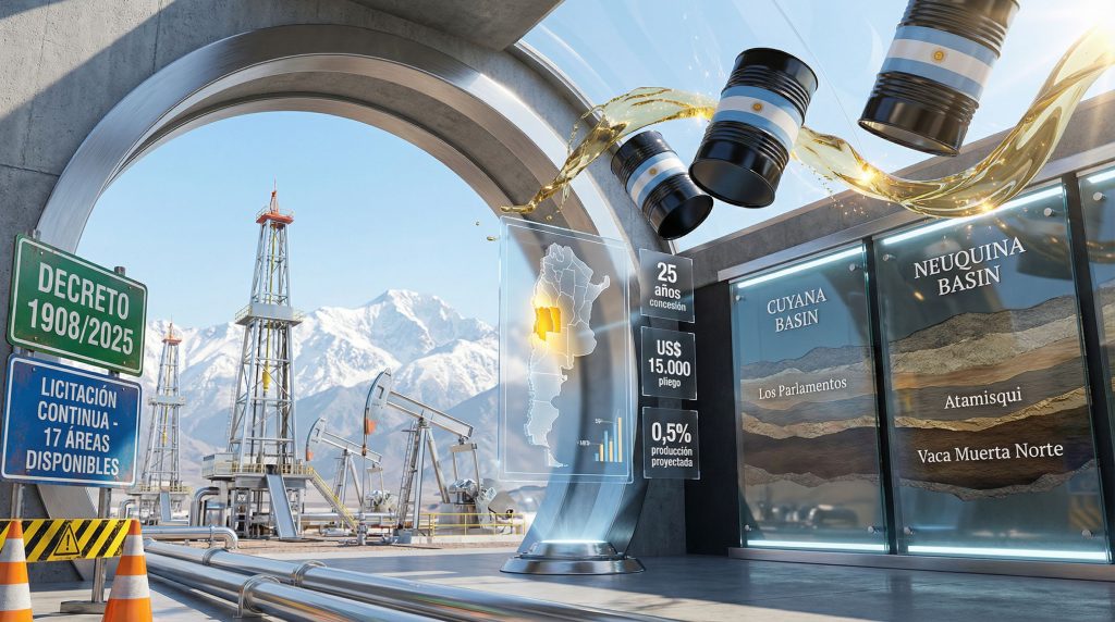 Oil drilling and bidding plan in Mendoza.