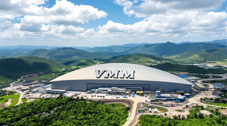 Viridis Mining and Minerals Ltd-VMM-VMM building amidst scenic green hills.