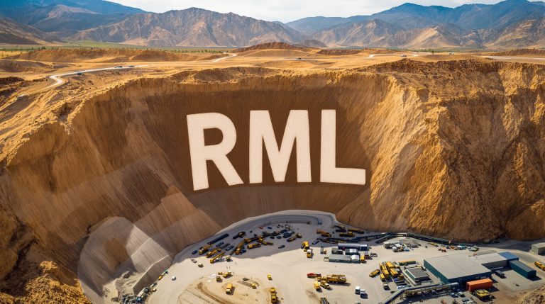Resolution Minerals Ltd-RML-RML logo in expansive quarry landscape.