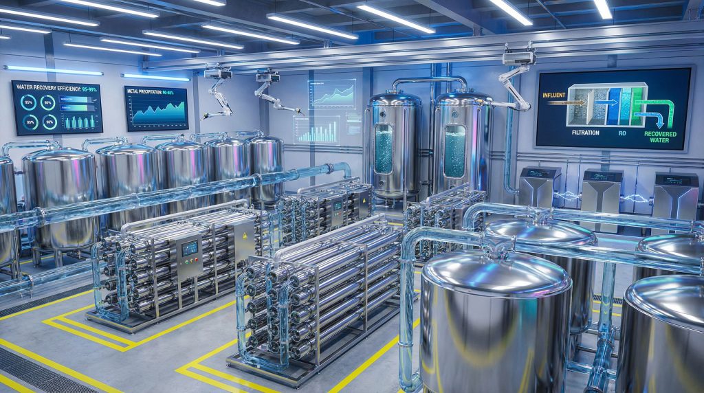 Modern wastewater recovery technology in mining facility.
