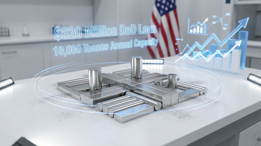 Vulcan Elements DoD loan, industrial growth illustration.