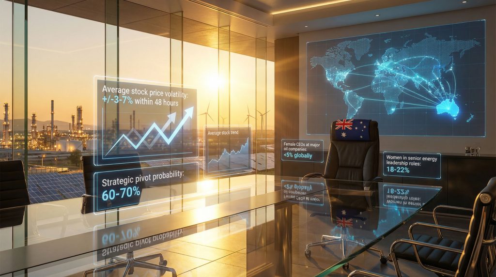 Corporate office with strategic data projections.