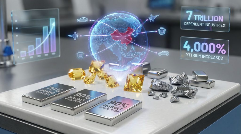Holographic display of rare earth supply chain.