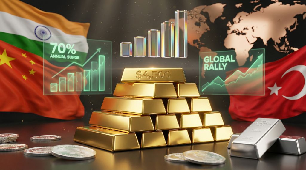 Gold price hits $4,500 amid global rally.
