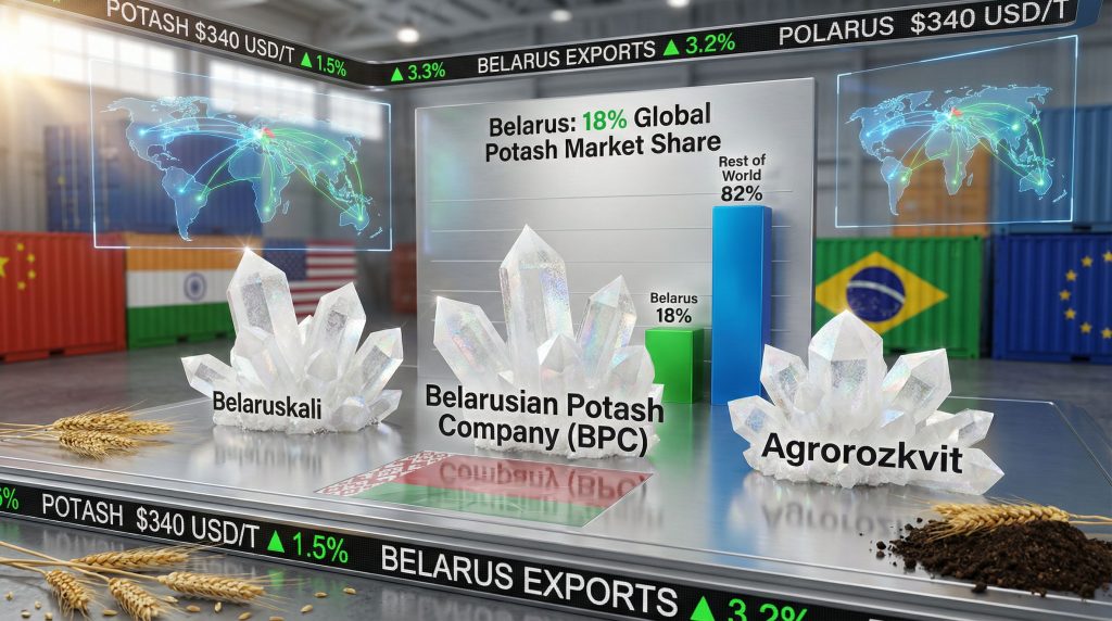 Belarus potash market share and exports.