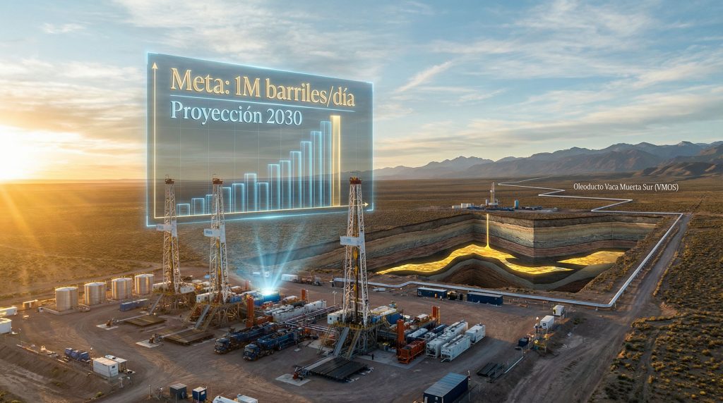 Gráfica de proyección petrolera en Vaca Muerta.
