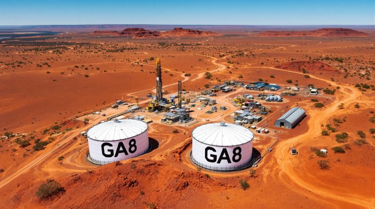 Goldarc Resources Ltd-GA8-GA8 oil facility in desert landscape.