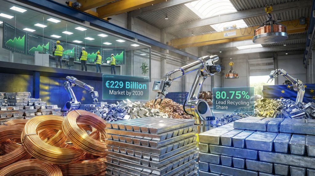 European non-ferrous metal recycling growth depicted.