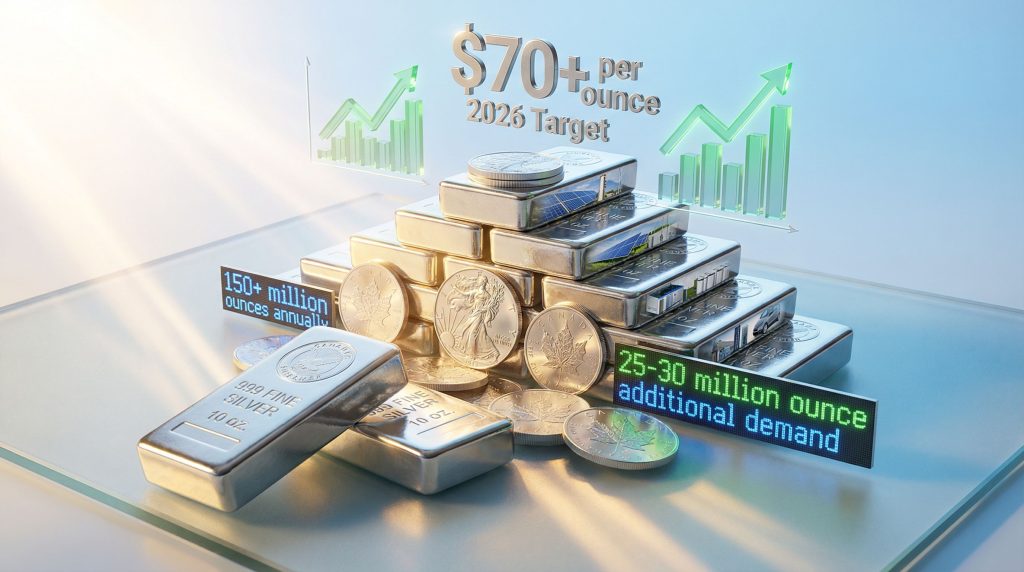 Silver price rally 2026 target visualized.