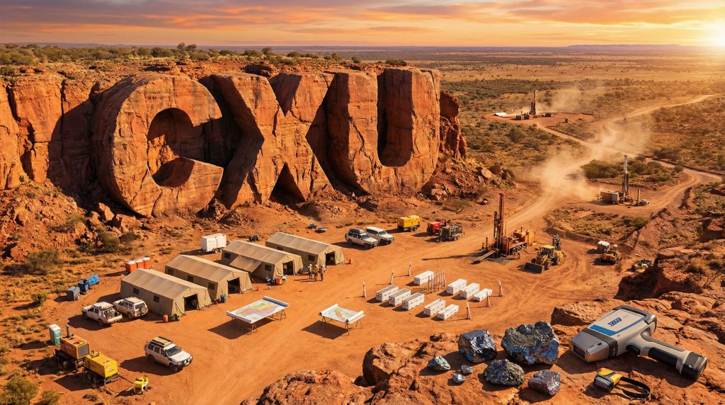 Cauldron Energy Ltd-CXU-CXU mining exploration in arid landscape.