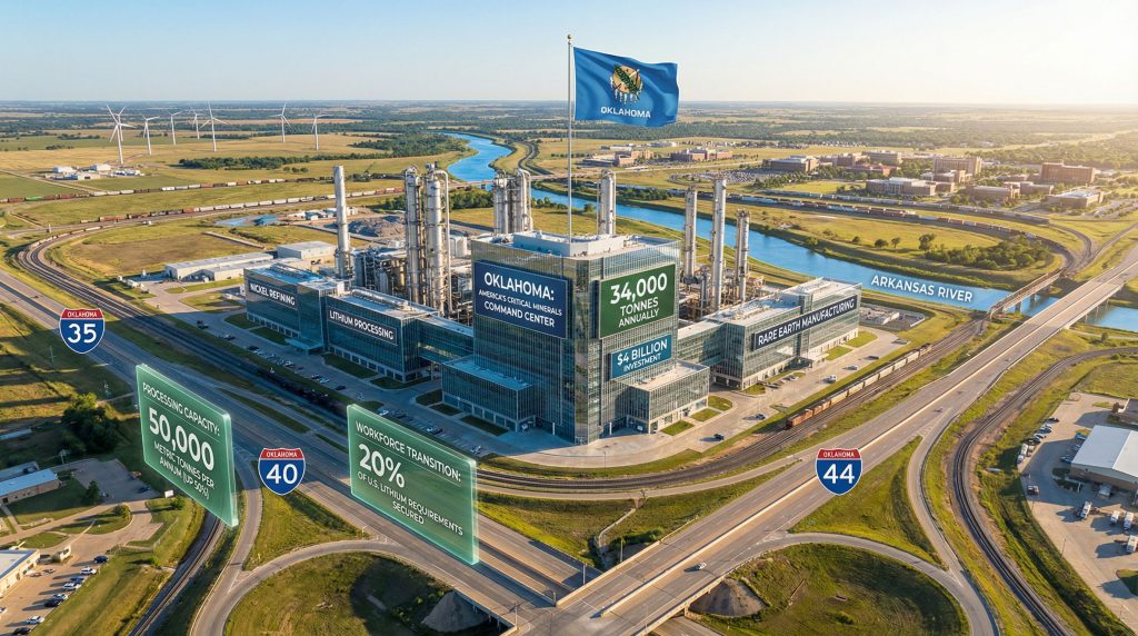 Oklahoma critical minerals hub aerial view.