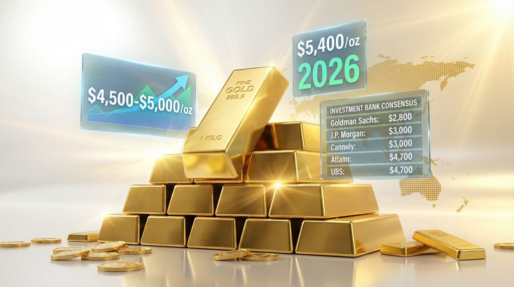 Gold price forecast showing future projections.