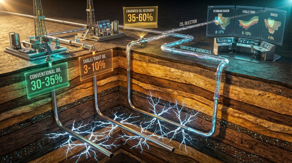 Illustration of recovery rates in shale oil.